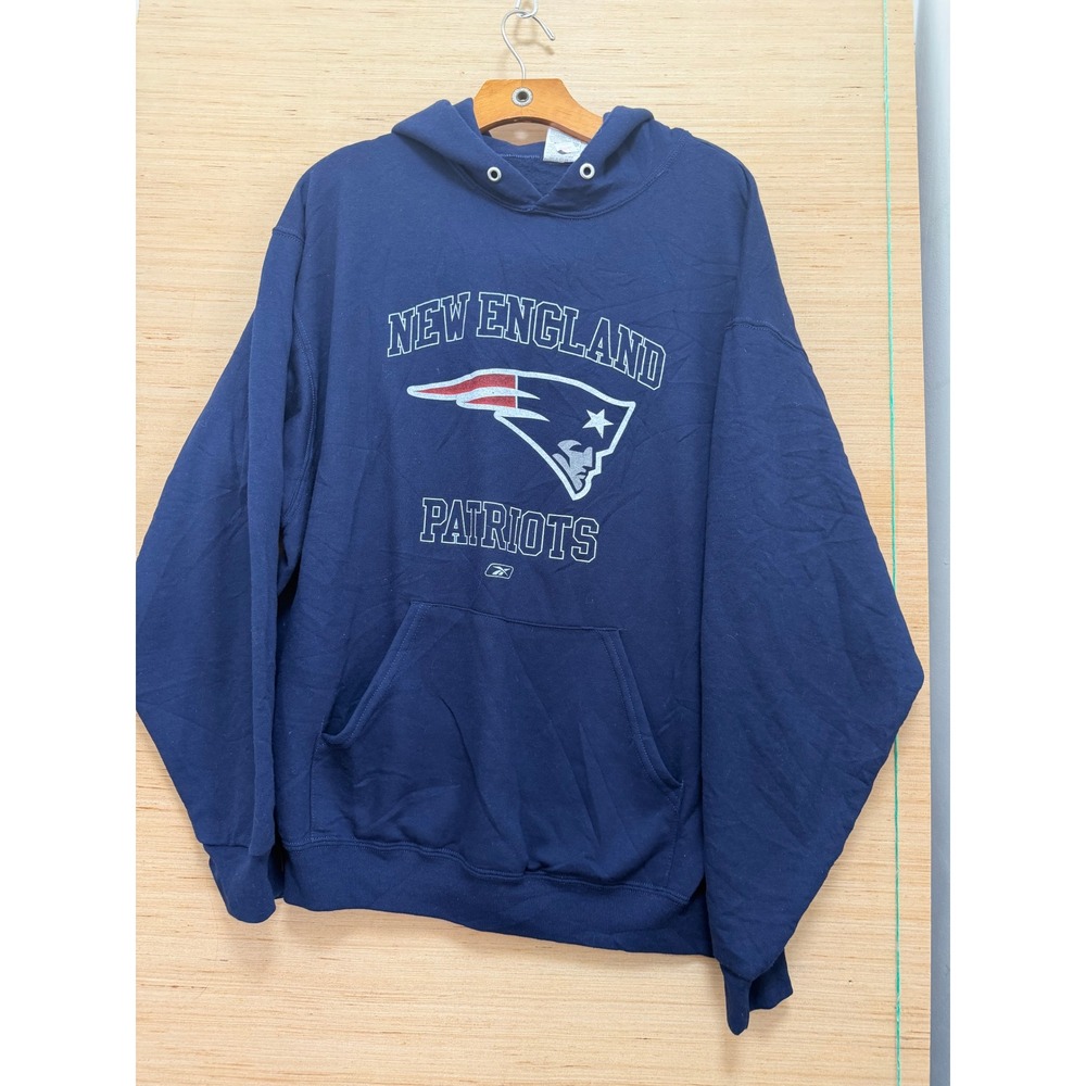 Vintage Reebok New England Patriots Hoodie Navy Blue NFL Pullover XL 5194